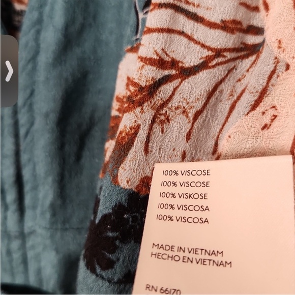 Free People Teal and Floral Blouse - Picture 5 of 5